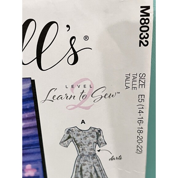 McCall's M8032 Pattern Misses Dresses w/ Ruffle Swing Dress Size 14-22 Uncut - Picture 2 of 5